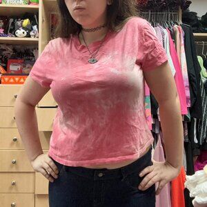 Pink and white tie-dye crop top!!